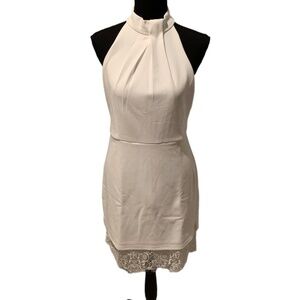 Lulu's A Perfect Match White Lace Mock Neck Bodycon Dress Medium NWT